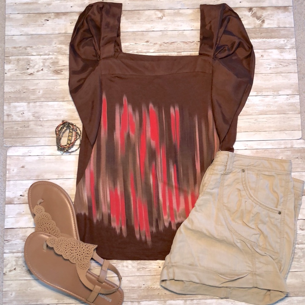 "One September" for Anthropologie, knit top w/ satin cap shoulder ruffle detail